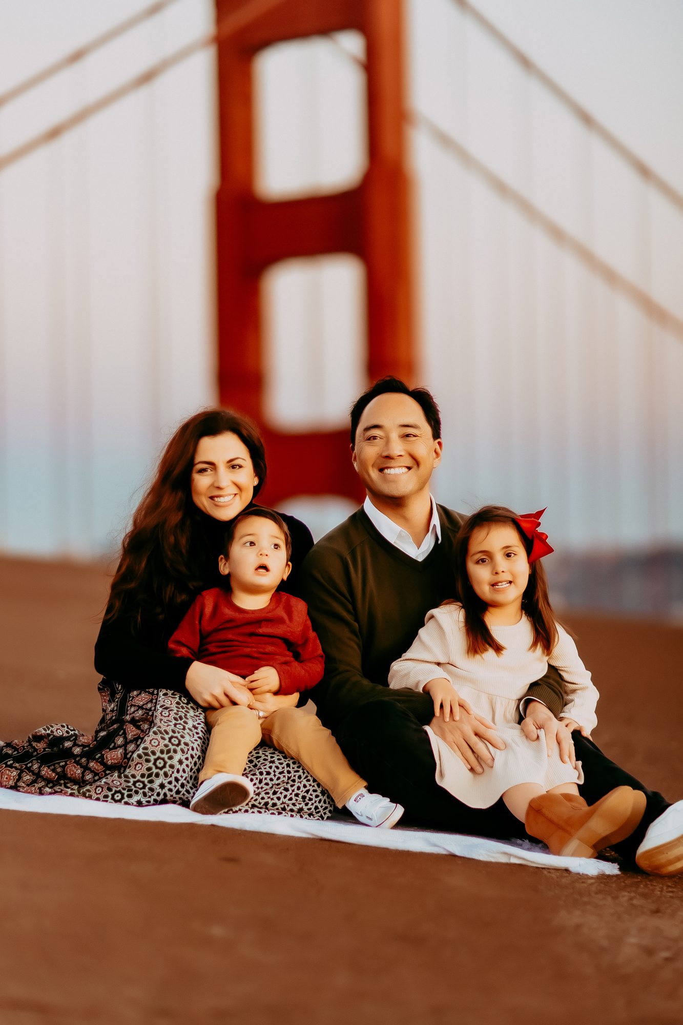 Shefali Parekh | Marin County Family Photographer: Battery Spencer Family Photos Family of four posing sitting together