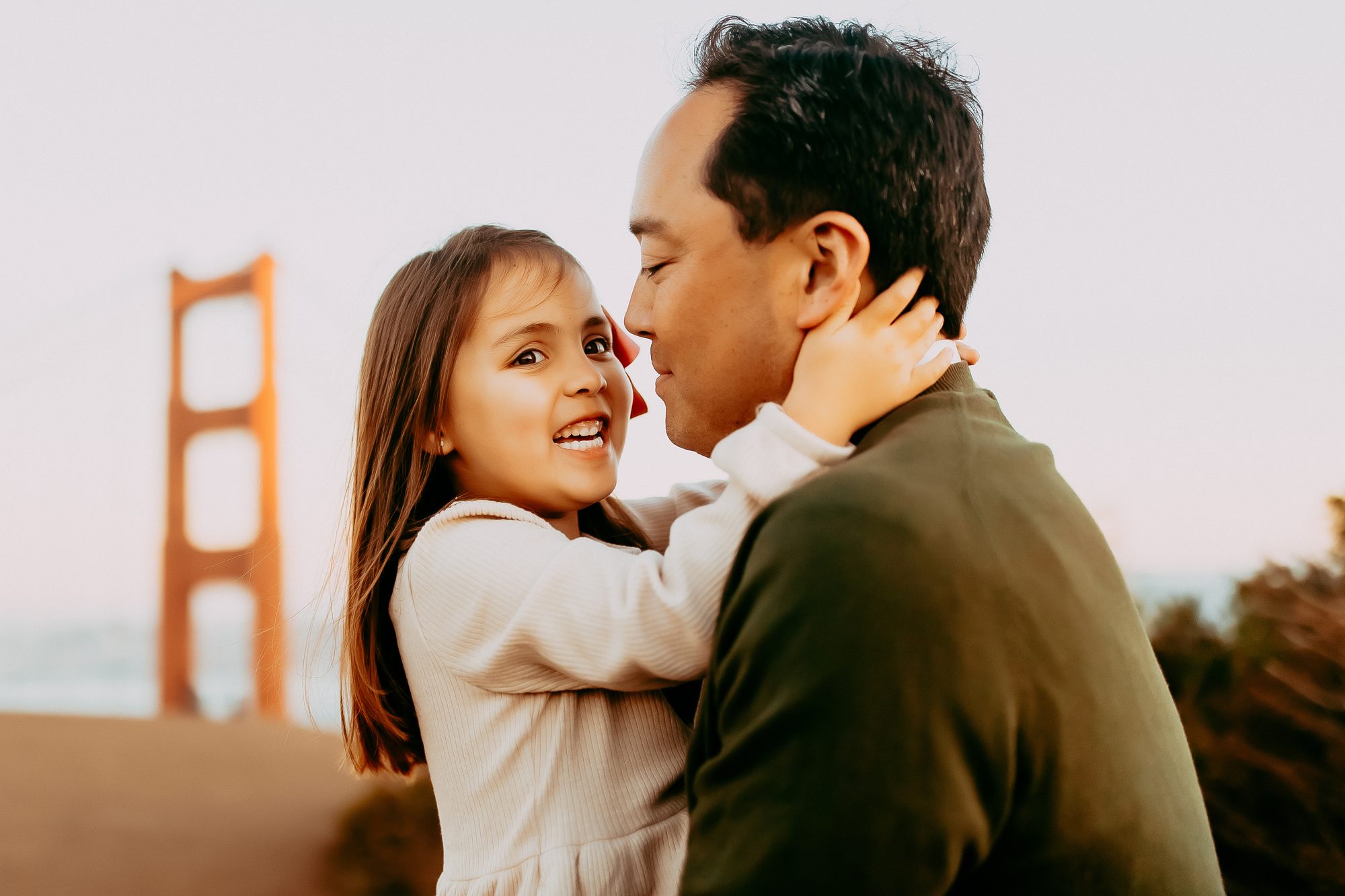 Shefali Parekh | Marin County Family Photographer: Battery Spencer Family Photos Father spending timeless moments with his daughter by the golden gate bridge
