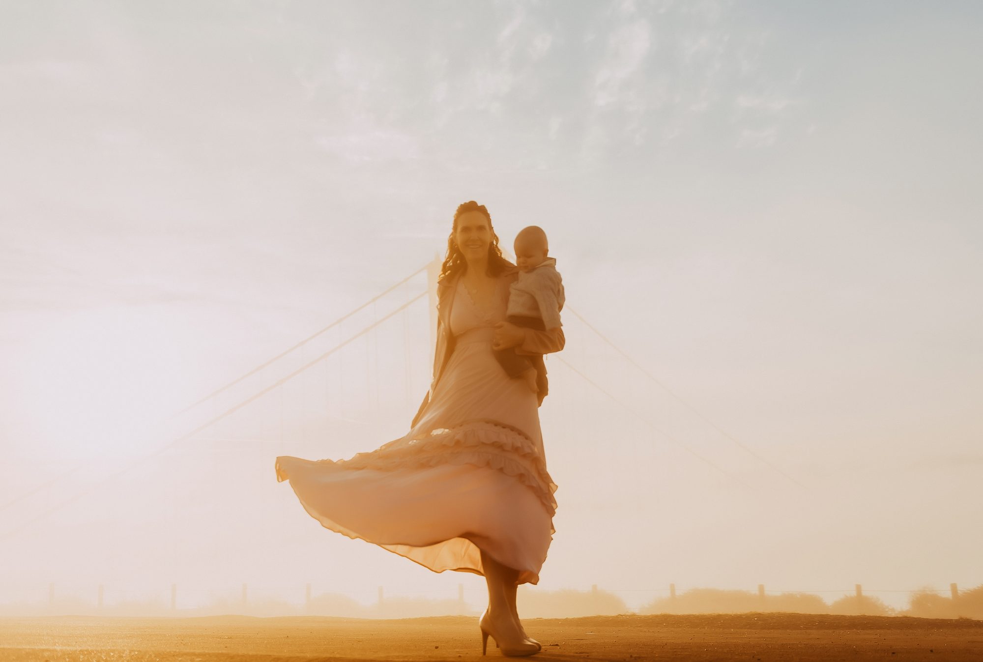 Shefali Parekh | Sunrise Family Photography in Marin County: Capturing Magic in the Morning Mother with her infant