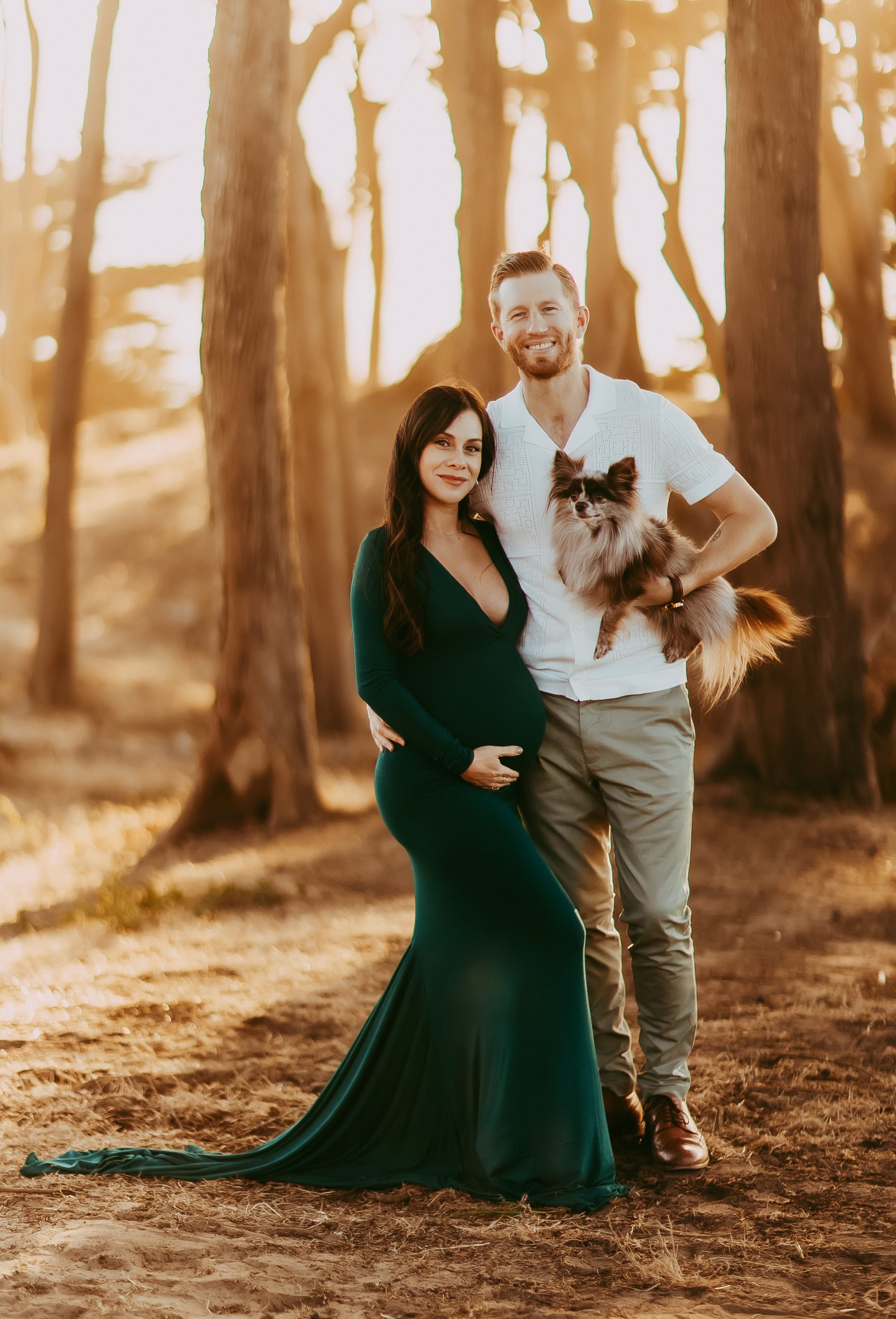 Sweet candid moment between expecting parents during their maternity session