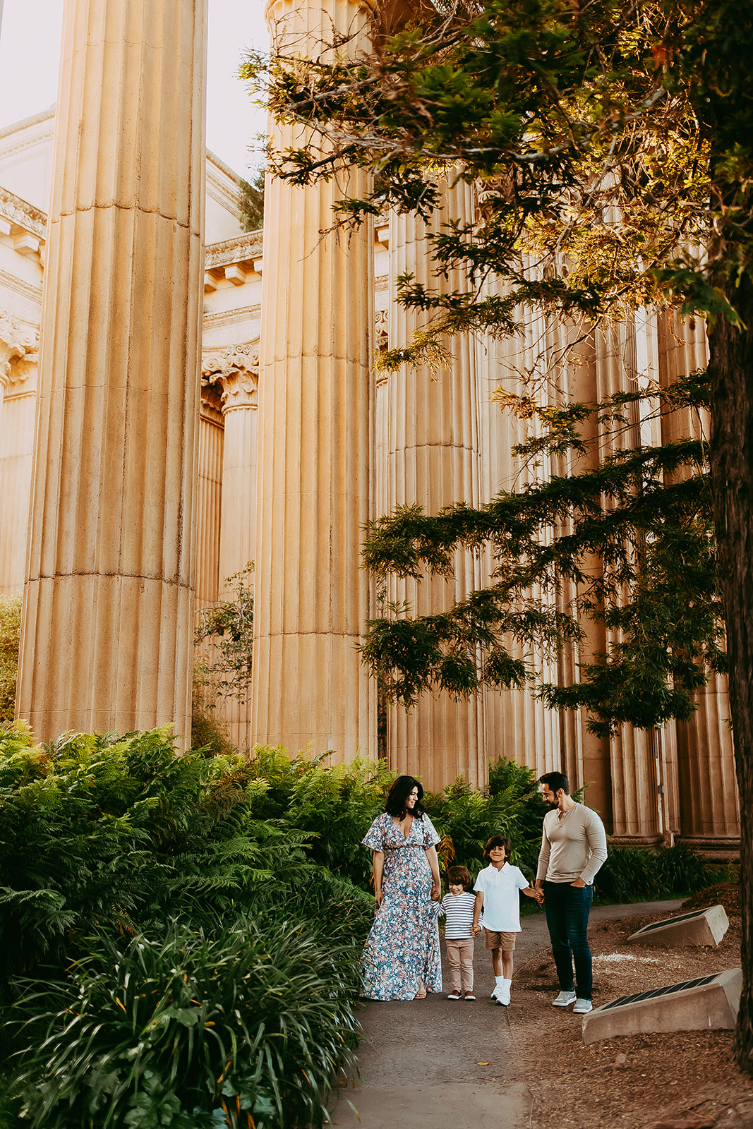 Shefali Parekh | Bay Area Fall Mini Sessions 2025 family walking together at palace of fine arts